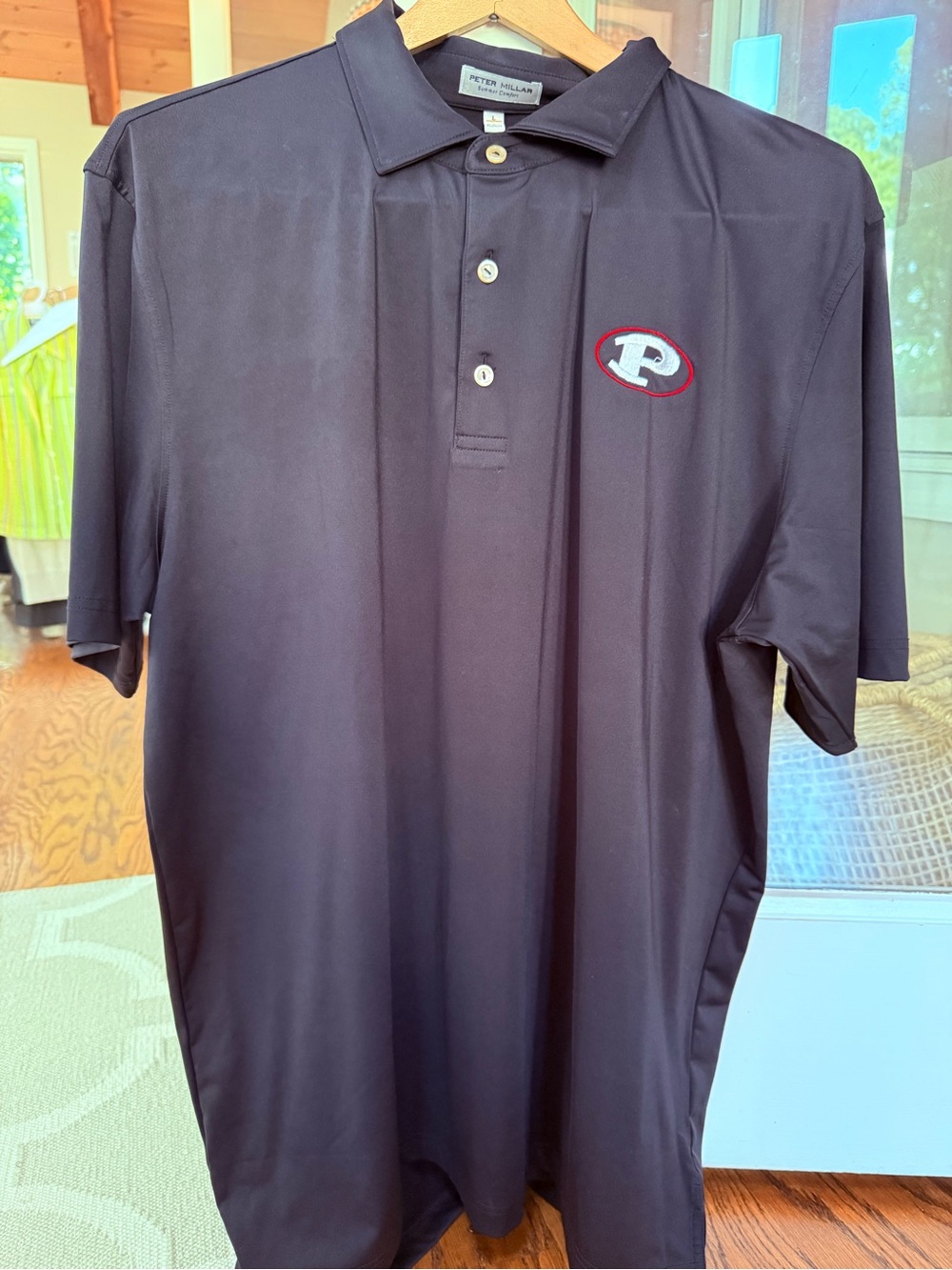 Peter Millar Men's Black Polo Shirt with VIKINGS logo on back. EUC SZ Large